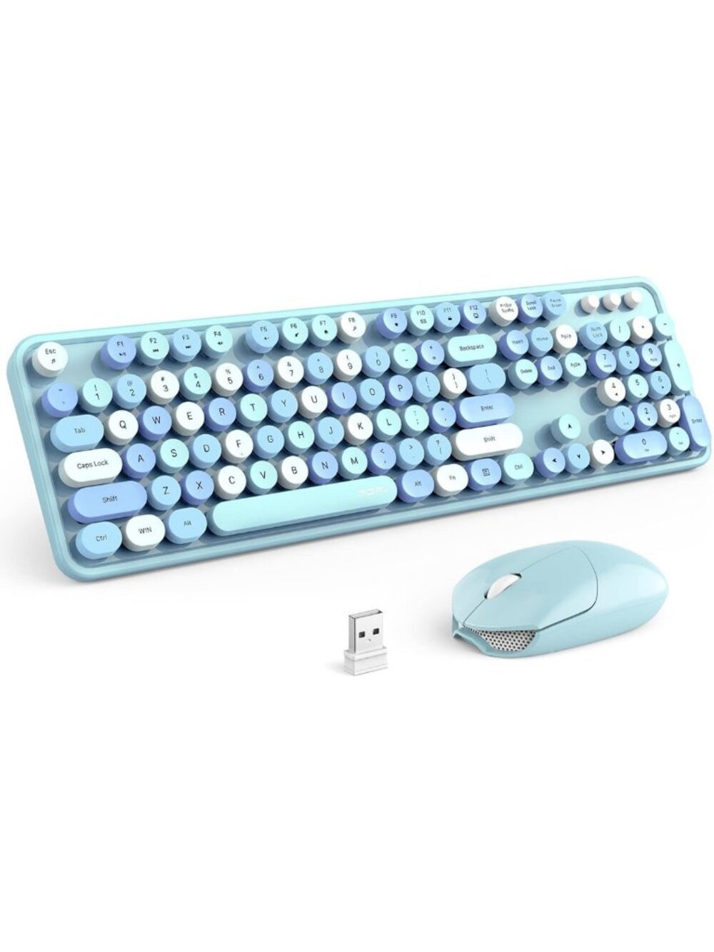 MOFII Wireless Keyboard and Mouse Combo, Retro Keyboard with Round Keycaps